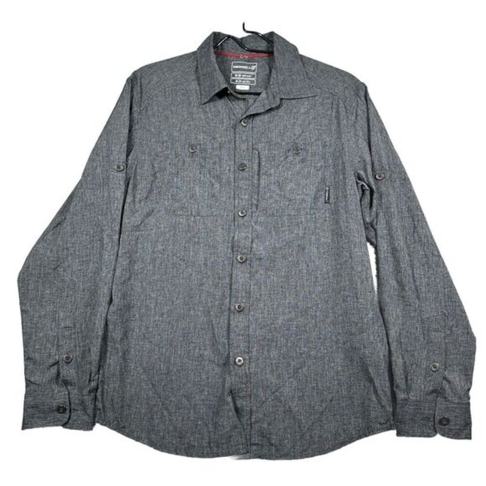 Merrell Shirt Mens‎ S Gray Long Sleeve Side Vent Opti-wick UPF 30+ Lightweight